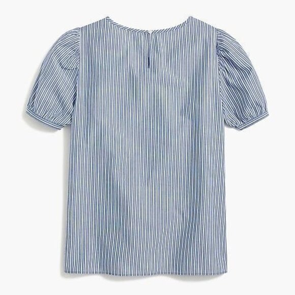 NWT J. Crew Small Puff-sleeve Top Blue/white - Picture 2 of 5